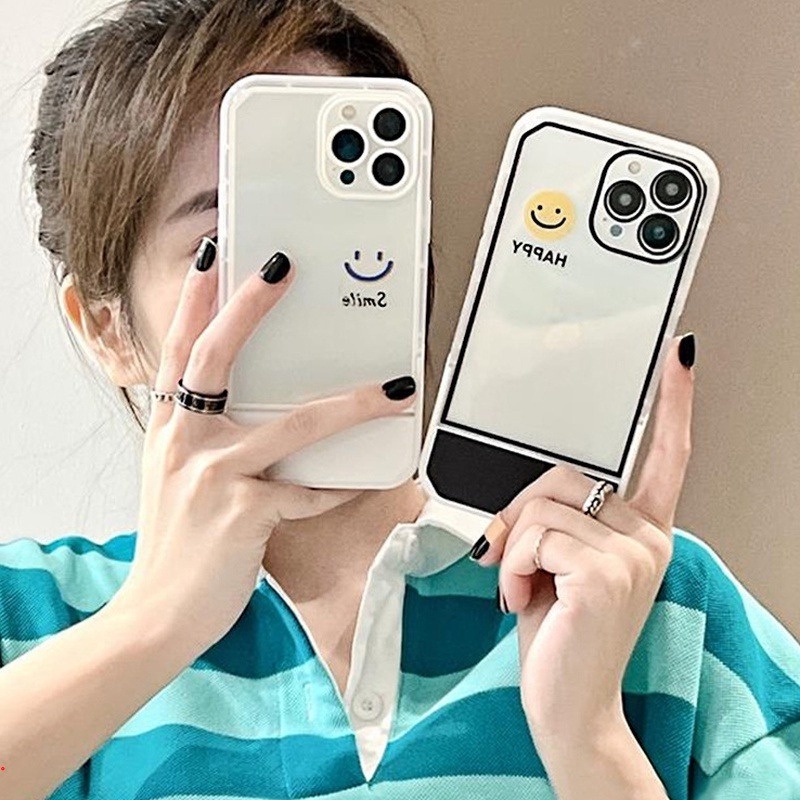 Ốp Điện Thoại Tpu In Hình Mặt Cười Có Giá Đỡ Ẩn Cho IPhone 11 12 13 Pro MAX 6 7 8 Plus X XS MAX XR