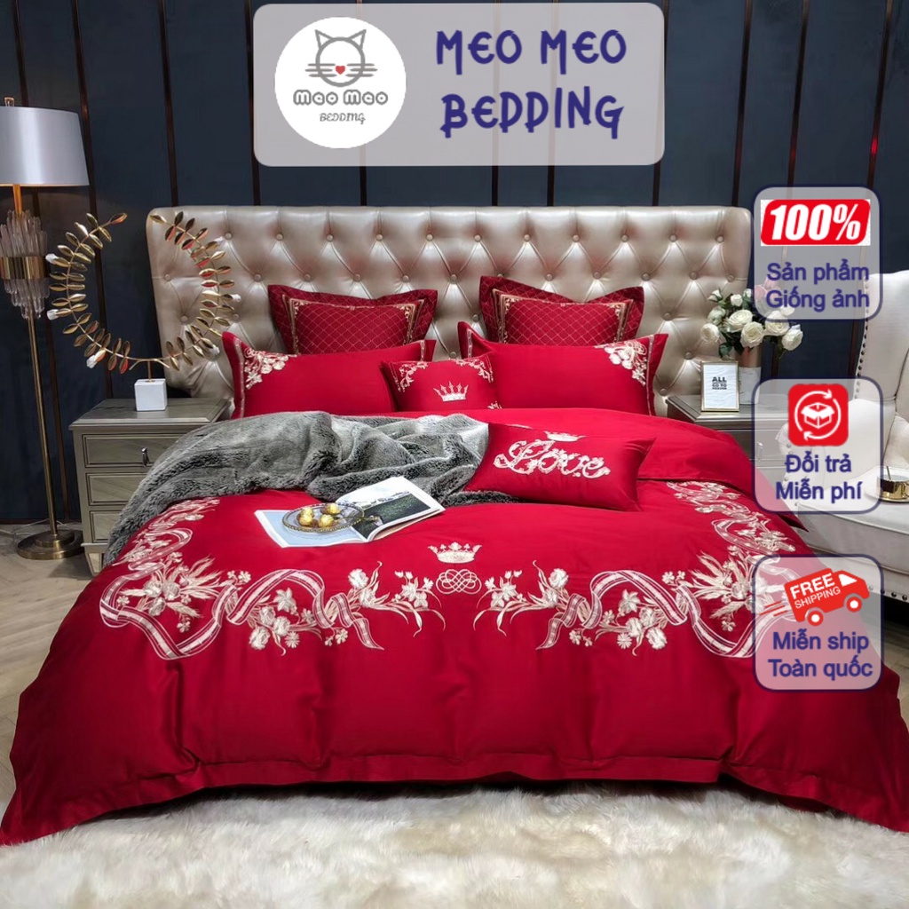Bộ 7 Món Chăn Ga Gối Lụa Nhập Khẩu Cao Cấp - Bộ Chăn Ga Cưới