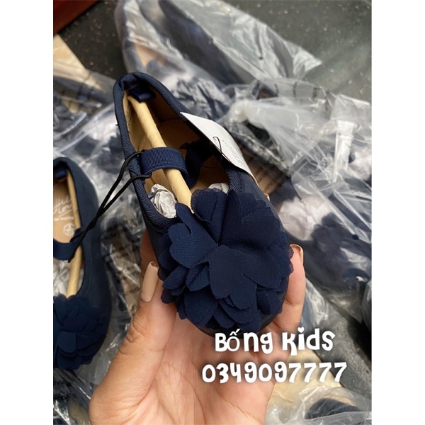 Giày Ballet Bé Gái Đính Hoa Xanh Navy MotherC(không tag giấy)