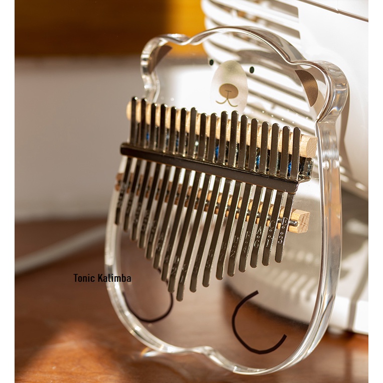 Đàn kalimba pha lê trong suốt Tonic hình gấu tai nâu - Hàng chính hãng
