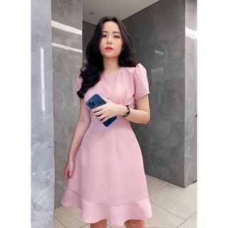 Đầm hồng xinh dự tiệc dáng xòe đuôi cá thiết kế cao cấp tay ngắn sang trọng đi tiệc đi chơi đều đẹp – Thời trang Lux W