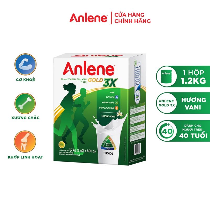 SỮA ANLENE GOLD 3X VANI HỘP GIẤY 1,2KG