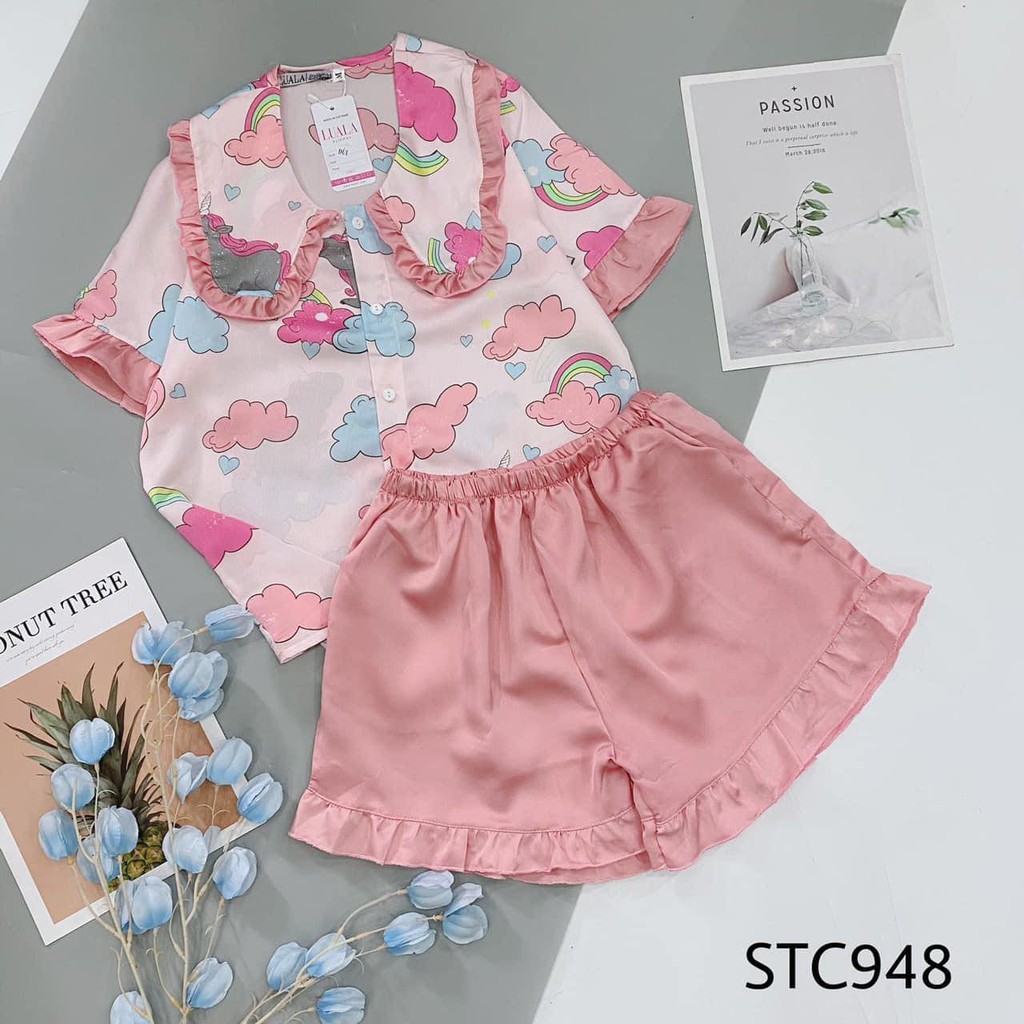 Đồ bộ pijama đùi chất lụa satin size M,L,XL (mã 003) | BigBuy360 - bigbuy360.vn