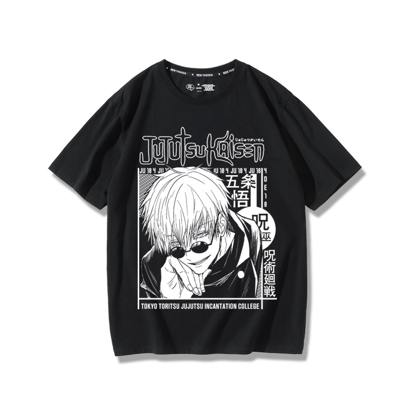 Áo thun Jujutsu Kaisen, Áo anime Gojo Satoru Itadori Yuji hình in cưc ngầu, Chất liệu cotton co dãn 4 chiều