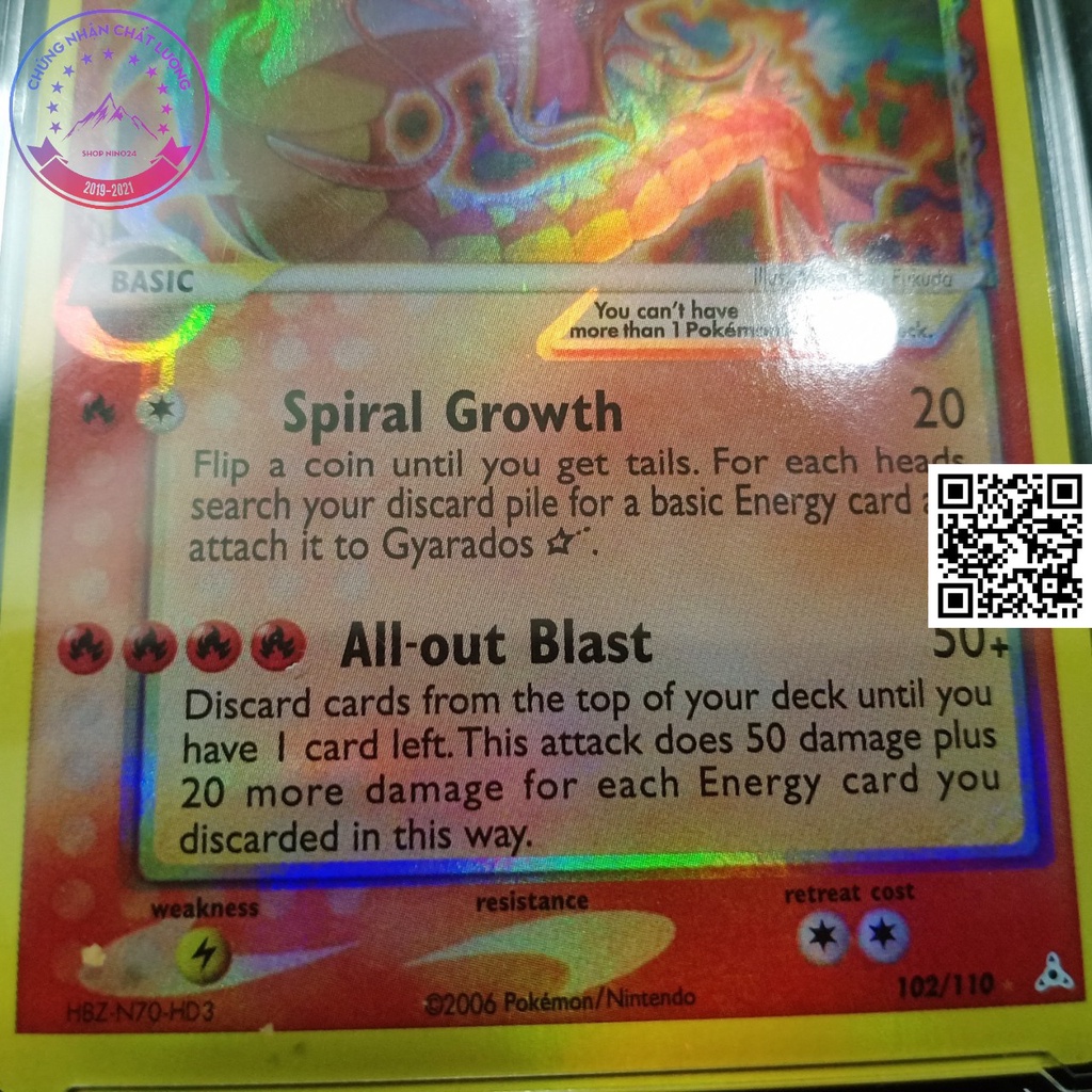 Lá Gyarados 102 110 game Nitendo năm 2005 Pokémon cá chép rồng đỏ đột biến 1459 d7