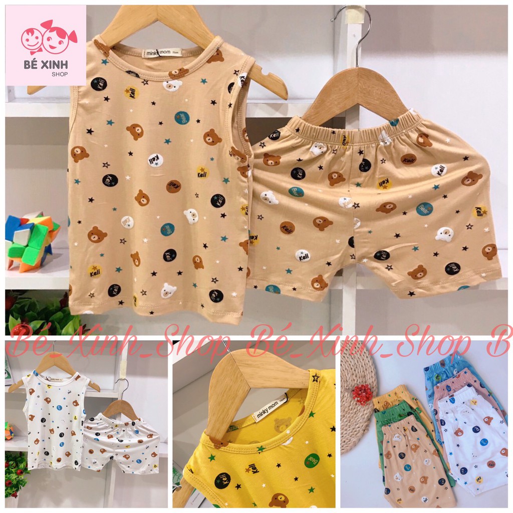 Quần áo bộ ba lỗ cho bé trai bé gái mặc nhà Minky Mom [GiáShock] set đồ bộ thun cho bé gái trai mùa hè mặc ởnhà GẤU KELI