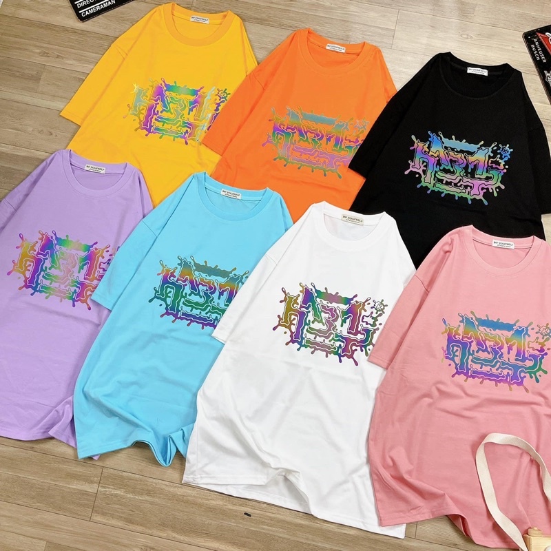 Áo Thun Phản Quang Unisex Form Rộng Nam Nữ Đều Mặc Được_Chất Cotton Dày Dặn Mềm Mịn Không Xù_Mặc Cặp Đều Được
