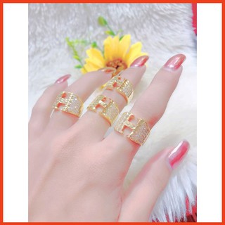 Nhẫn Đính Đá Chữ H - Nhẫn Đính Đá Chữ H THiết Kế Sang Trọng