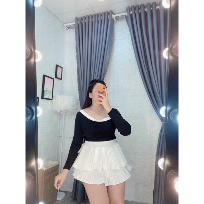 Chân váy tầng xếp ly bigsize 5590kg hình thật