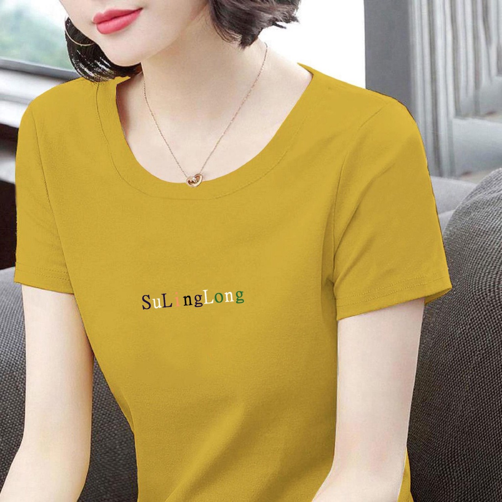 Áo thun tay ngắn cổ tròn dáng rộng cỡ lớn thời trang mùa hè cho phụ nữ trung niên