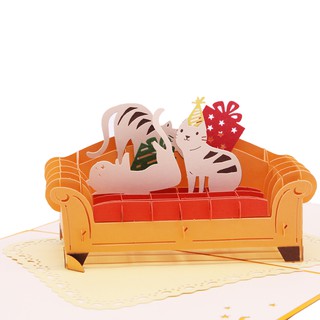 Thiệp nổi 3D Pop-up Mèo Lười Trên Ghế - Paper Art Gift - PNP166