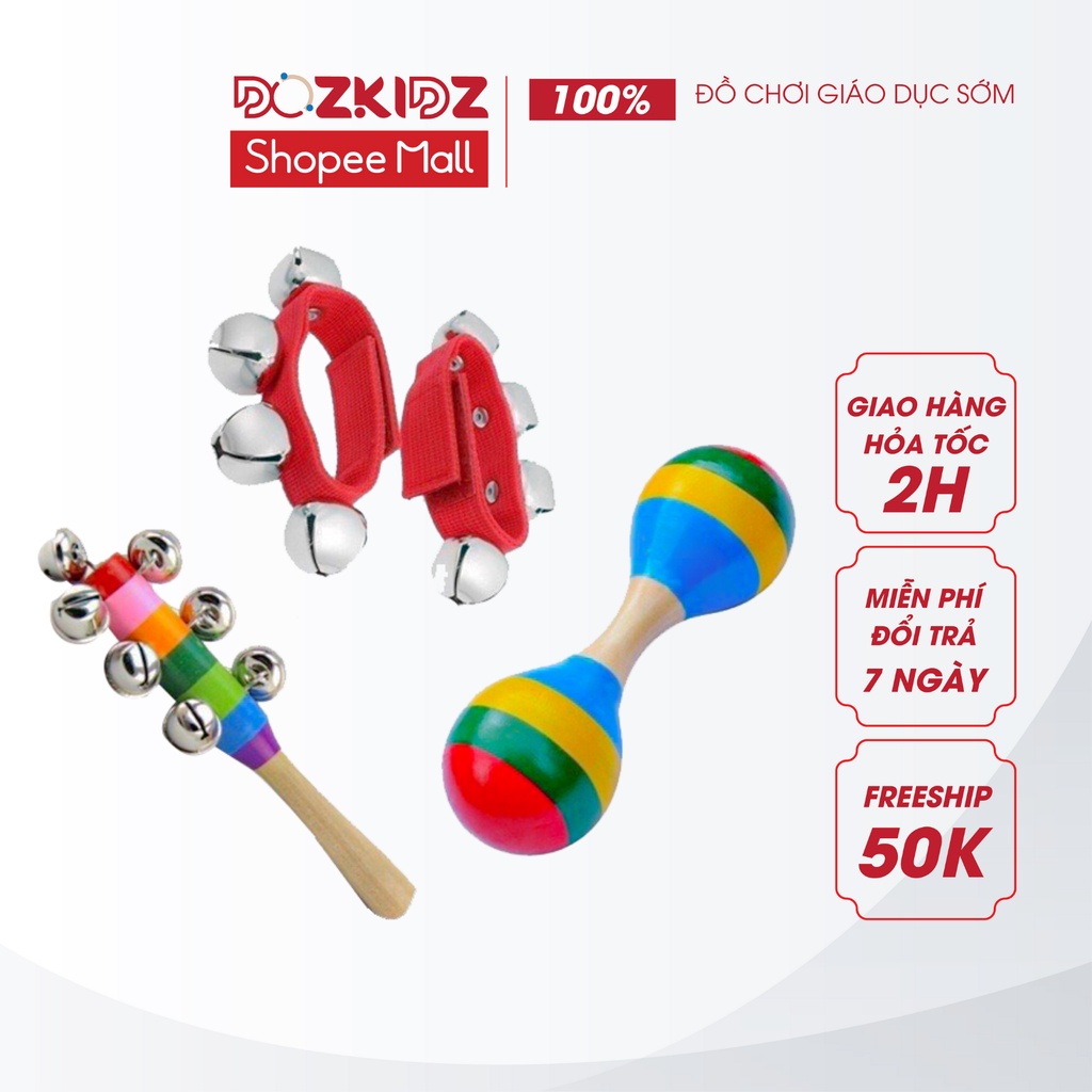 Đồ chơi cho bé, combo 3 bộ nhạc cụ, đồ chơi âm nhạc cho bé 0 đến 3 tuổi - DOZKIDZ