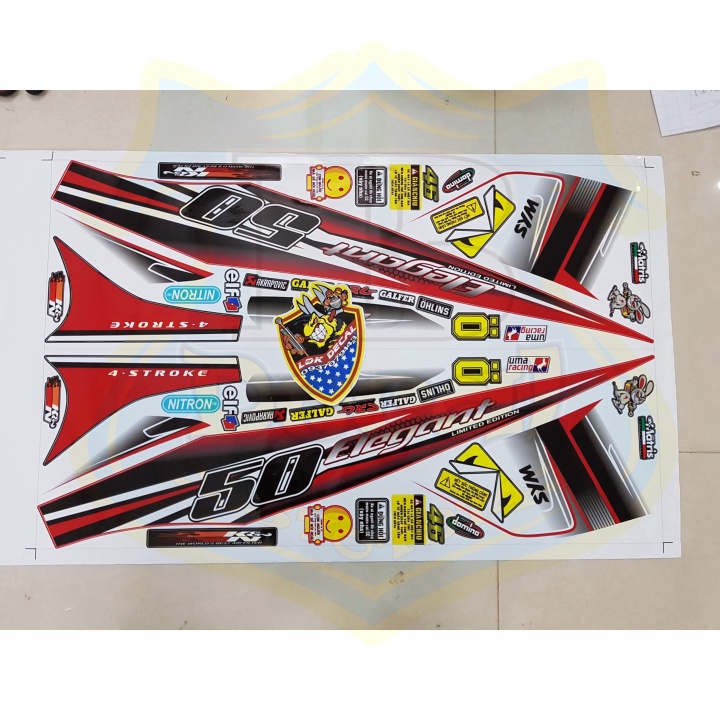 ( Quí khách vui lòng mang ra tiệm cho thợ dán ) Tem elegant 50 2016 trắng đỏ