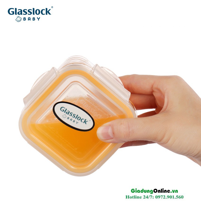 Hộp Thủy Tinh Vuông Nhỏ Glasslock Hàn Quốc MCSB021 210ml trữ đồ ăn dặm