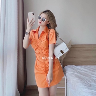 (SHOP Bigsize nữ 50kg đến 90kg ) đầm dáng A cổ sơ mi cài nút