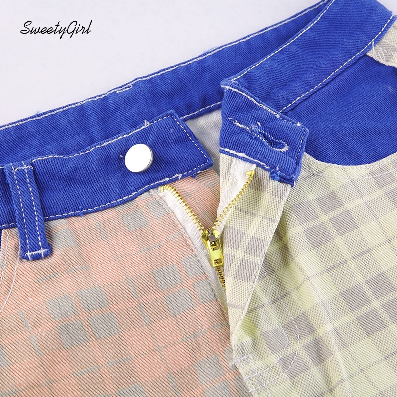 Quần Jean Dài Lưng Cao Dáng Ôm Phối Màu Tương Phản Thời Trang Cho Nữ