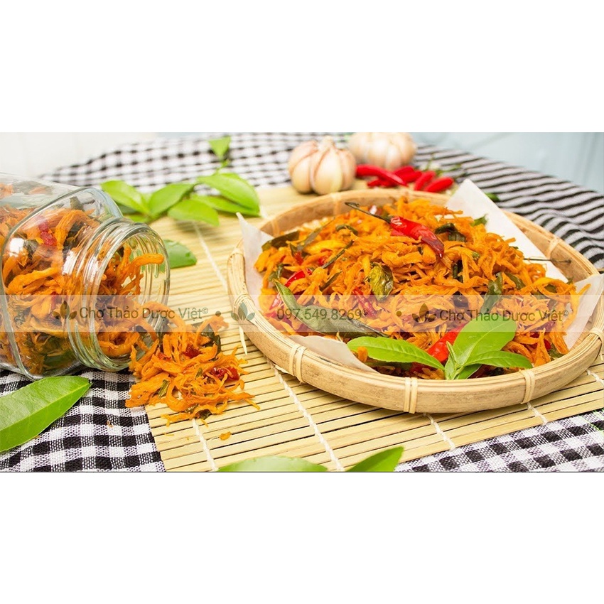 Khô gà lá chanh xé cay 300g ( Gà khô ăn vặt thơm ngon) - Chợ Thảo Dược Việt
