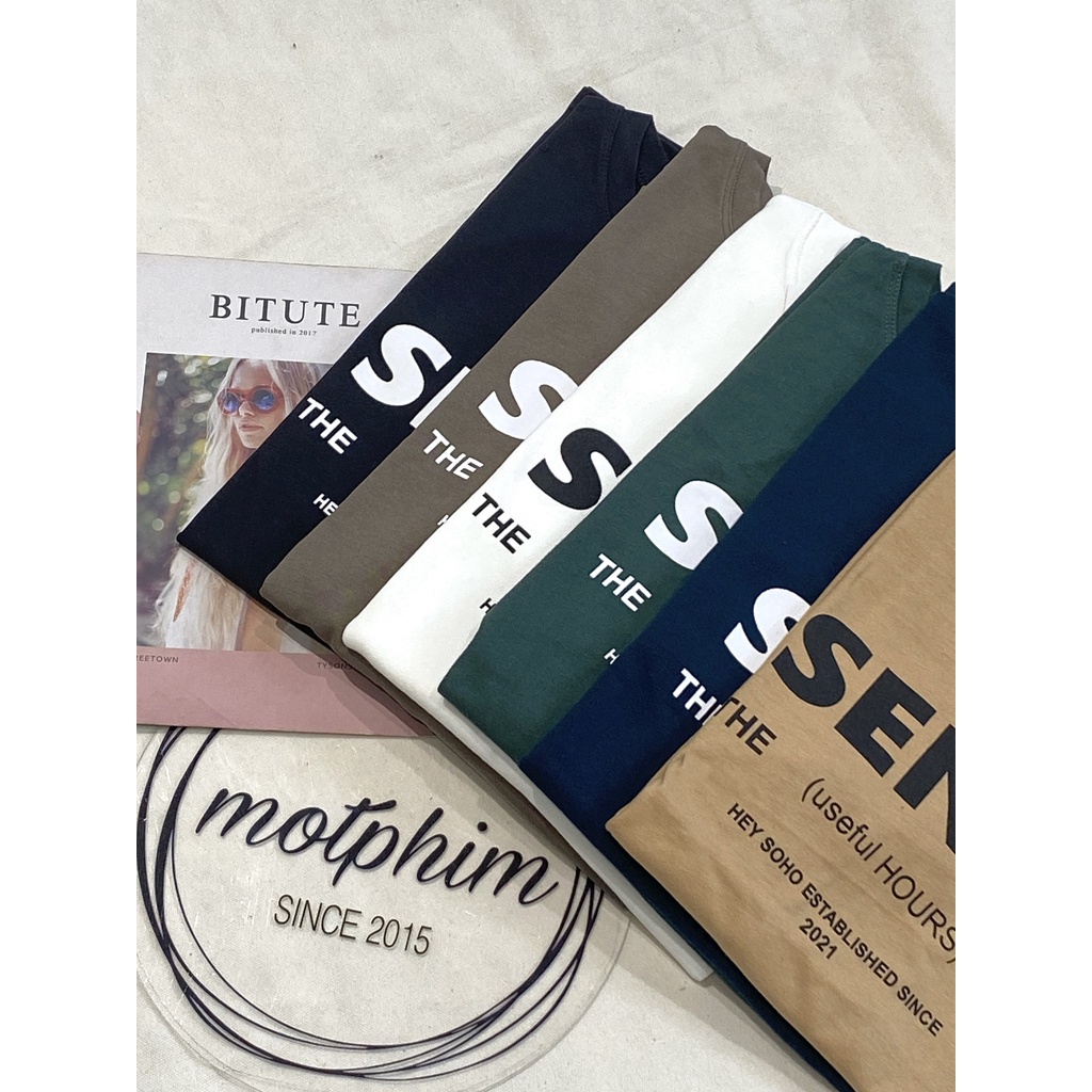 Áo thun tay lỡ SENSE Áo thun Quảng Châu In Unisex phông nam nữ oversize Hàn Quốc, Áo thun tay lỡ in unisex