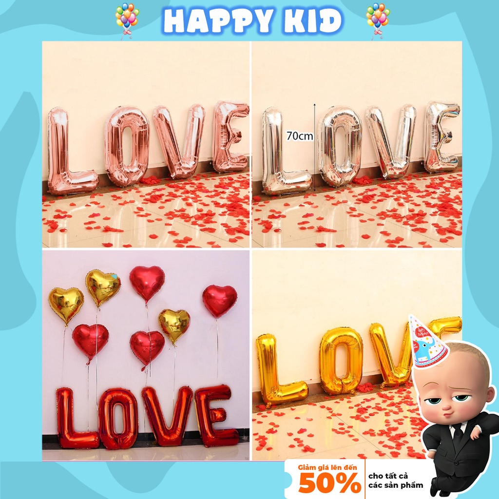 Bóng chữ Love rời trang trí sinh nhật cầu hôn tiệc cưới size lớn nhiều màu sắc HAPPYKID LOVEROI