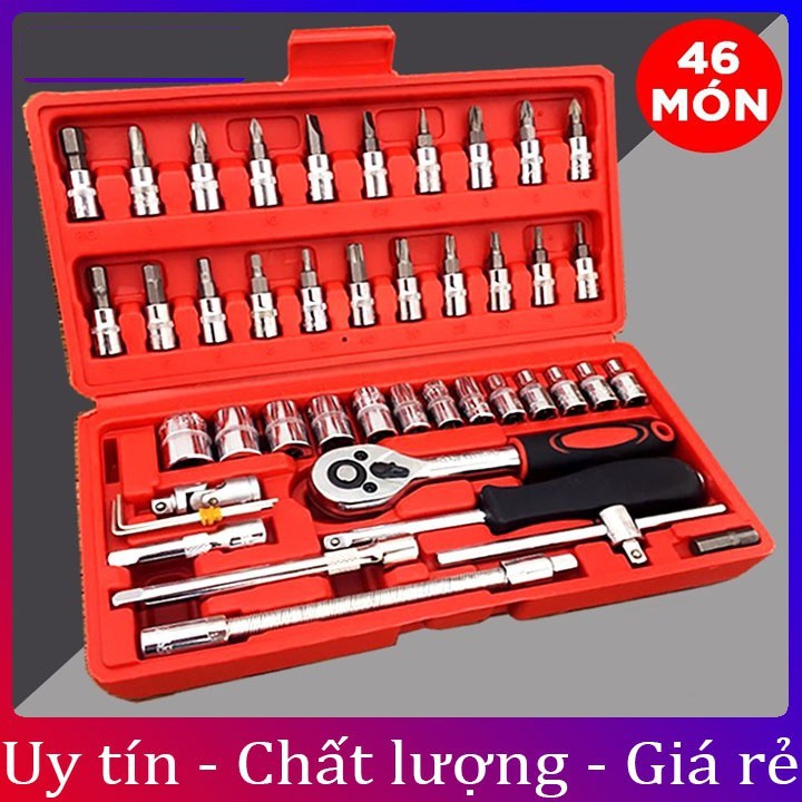 [LOẠI TỐT] Bộ dụng cụ mở bu lông ốc vít, bộ dụng cụ sửa chữa ô tô xe máy, bộ dụng cụ đa năng 46 chi tiết - 46 món