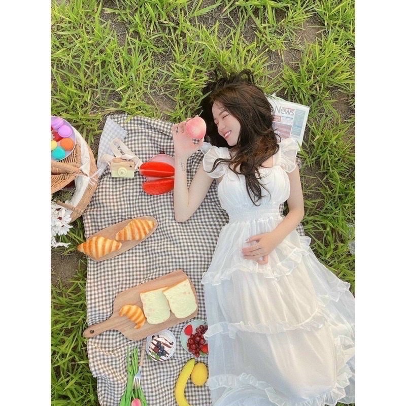 VÁY MAXI CÁNH TIÊN TẦNG XOÈ CÓ SẴN MÚT NGỰC CHUN CO DÃN FREESIZE