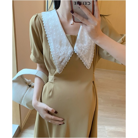 Váy đầm bầu xuông thiết kế công sở, dự tiệc cho mẹ bầu phong cách hàn quốc sang trọng thanh lịch mới mùa hè
