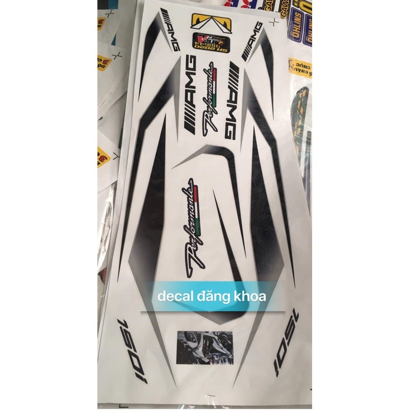 Tem SH AMG đen pha 2 màu tem chống phai màu