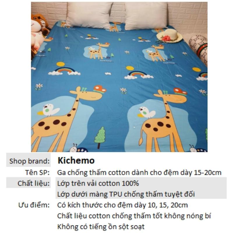 Ga chống thấm cotton ga chống thấm nước cho bé không nóng bí không ồn đệm dày 15-20cm
