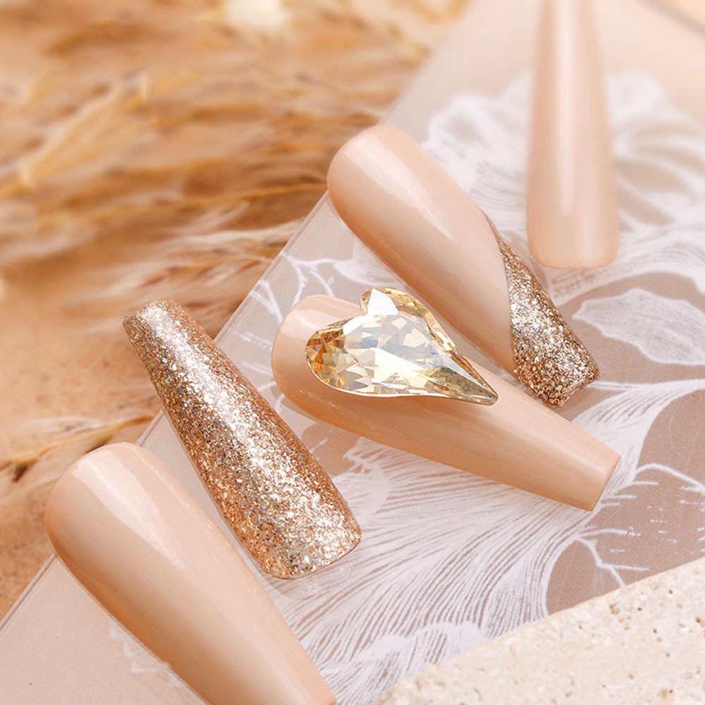 [Hàng mới về] Bộ 10 hạt đá đính trang trí móng hình trái tim kích thước 9x15mm