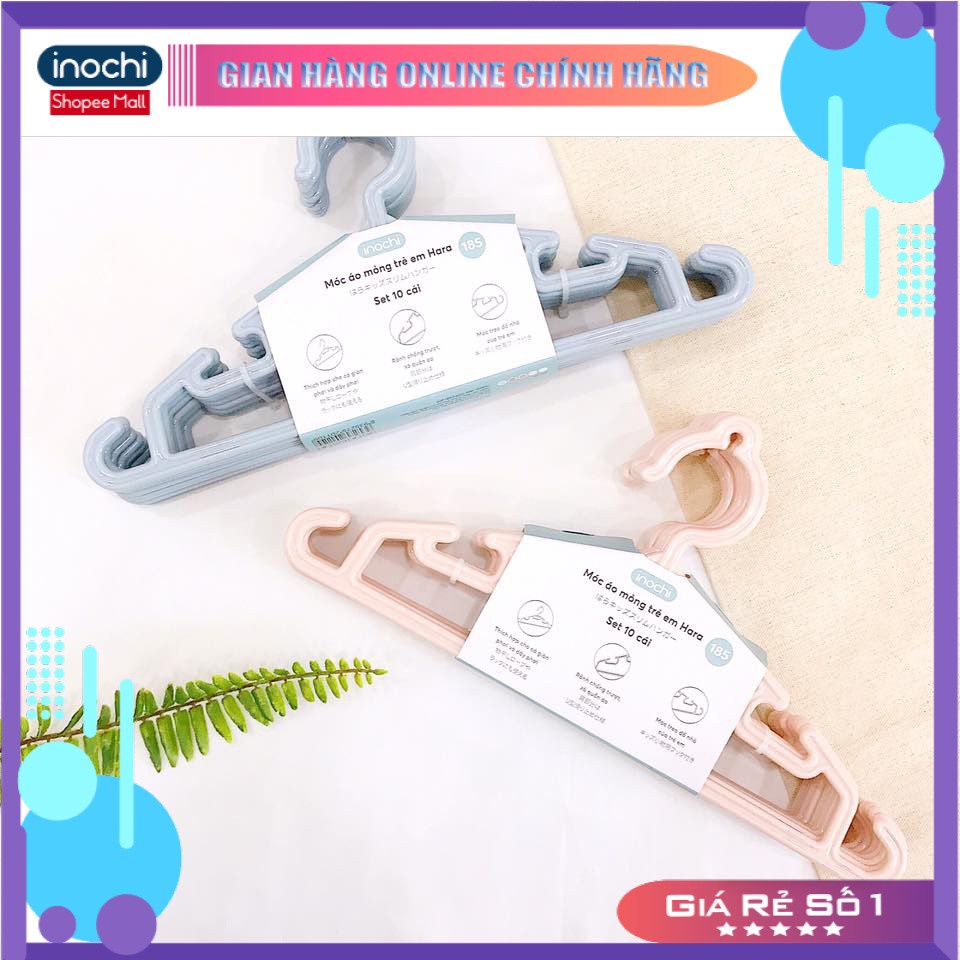 Móc Treo quần áo - trẻ em Hara 185 INOCHI set 10c giúp quần áo gọn gàng ngăn nắp