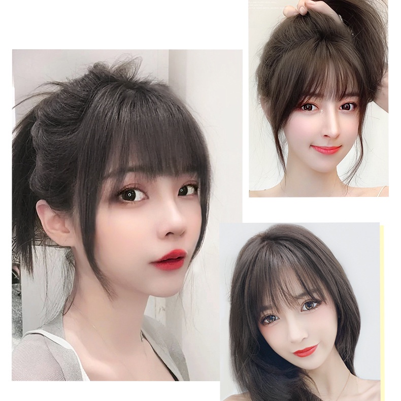 Tóc Mái Giả 3D Có Mái Bằng Sợi Tổng Hợp Tự Nhiên Cho Nữ