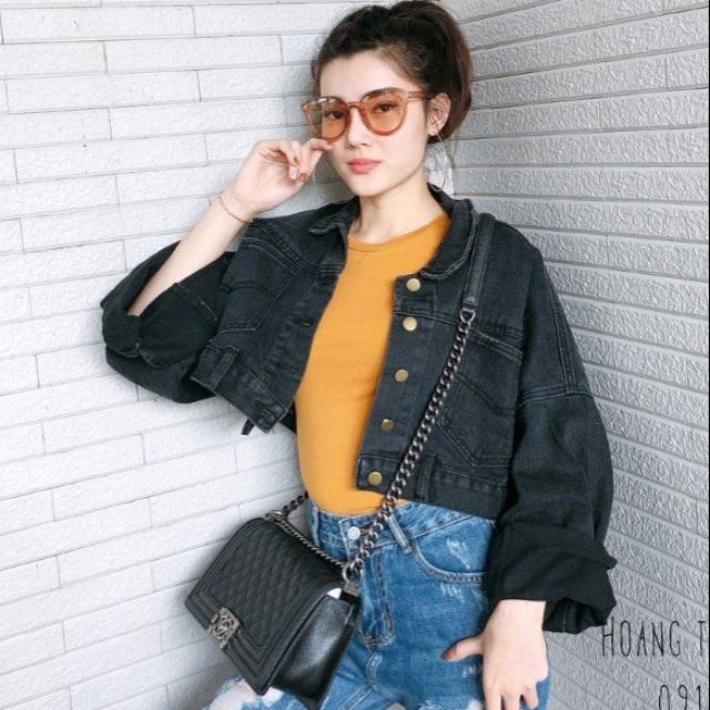 Áo khoác jean nữ kiểu tay rộng cúc sau D893