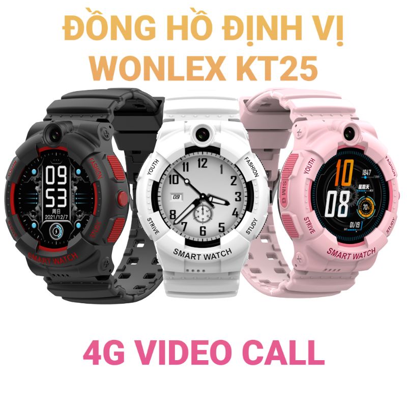 Đồng hồ định vị Wonlex KT25 video call 4G dáng thể thao chống nước
