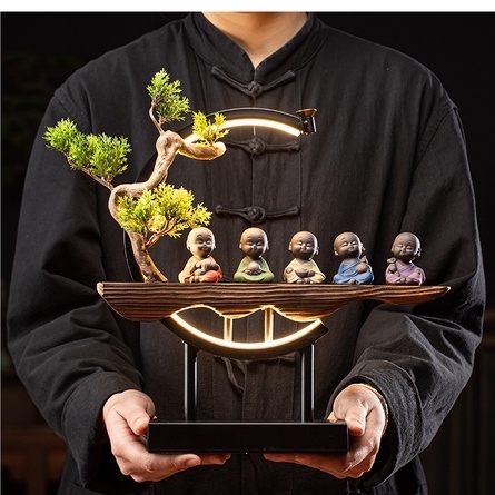 Đồ trang trí 5 tiều hòa thượng  - Lư hương chảy ngược chú tiểu nhỏ sáng tạo phòng khách