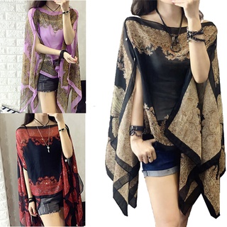 Áo Choàng Poncho Chống Nắng In Họa Tiết Thời Trang Cho Nữ