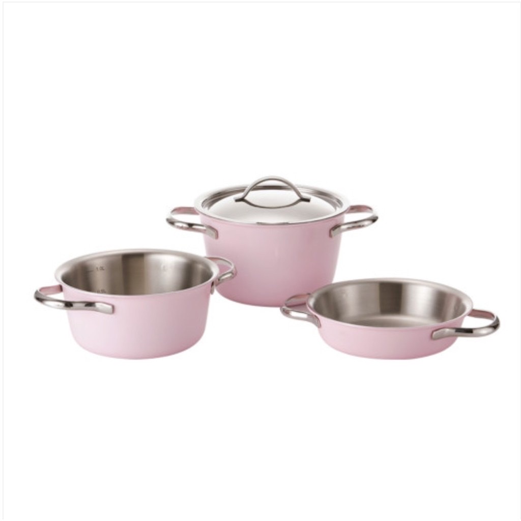 Bộ 3 nồi mini 16cm 3 lớp Màu Hồng/Cam/Vàng/Xanh/Đỏ