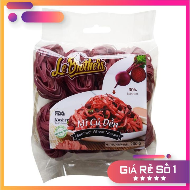 Mì củ dền Le Brother 200gr - Duy Anh Foods Beetroot Wheat Noodle- Tự nhiên 100% an toàn cho bé ăn dặm, giảm cân KETO