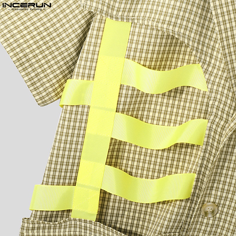 INCERUN Áo Thun Tay Ngắn Cài Nút Thiết Kế Đơn Giản Thời Trang Cho Nam