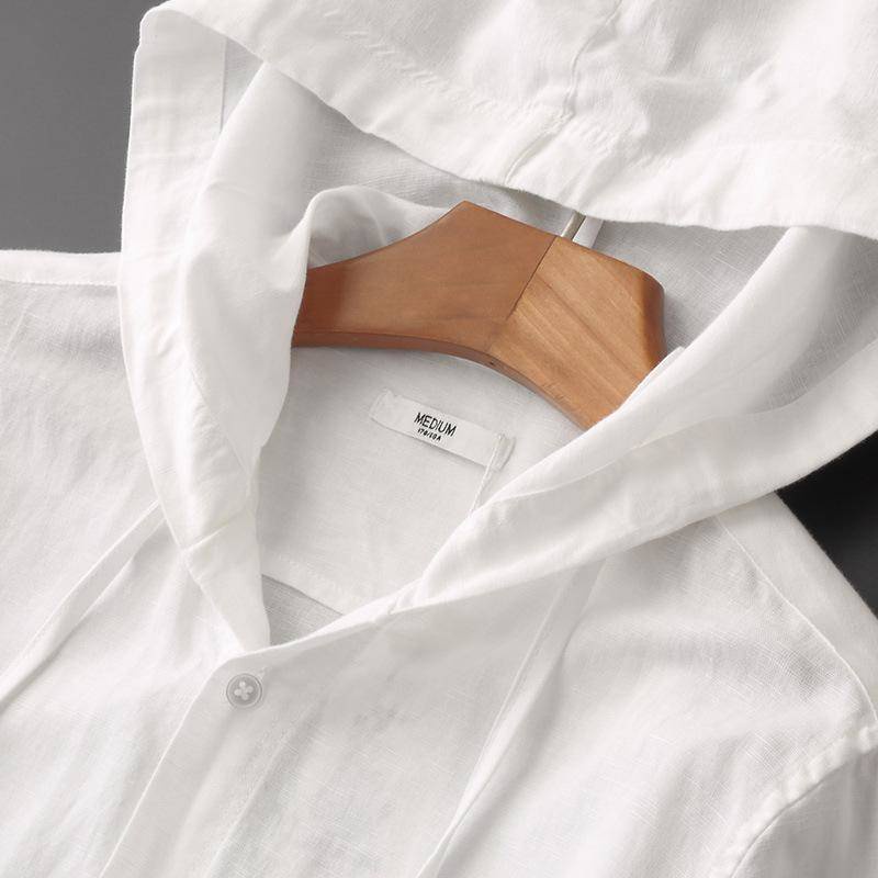 Áo Sơ Mi Tay Dài Có Nón Màu Trơn Thời Trang Cho Nam