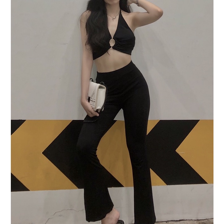FULL SET ( quần legging ống loe + áo yếm )