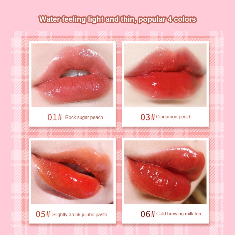 WODWOD Đèn Son Bóng Nước Bóng Kính Tráng Gương Môi Tráng Men Trắng Và Bền Màu Môi Tráng Men-Ampe