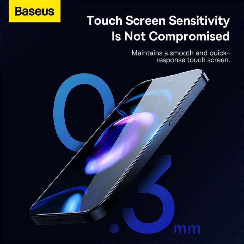 14PRO/ 14PROMAX COMBO 2 KÍNH cường lực 6 lớp chống trầy, siêu bền Baseus 0.3mm FullGlass Tempered Glass Film cho IPhone
