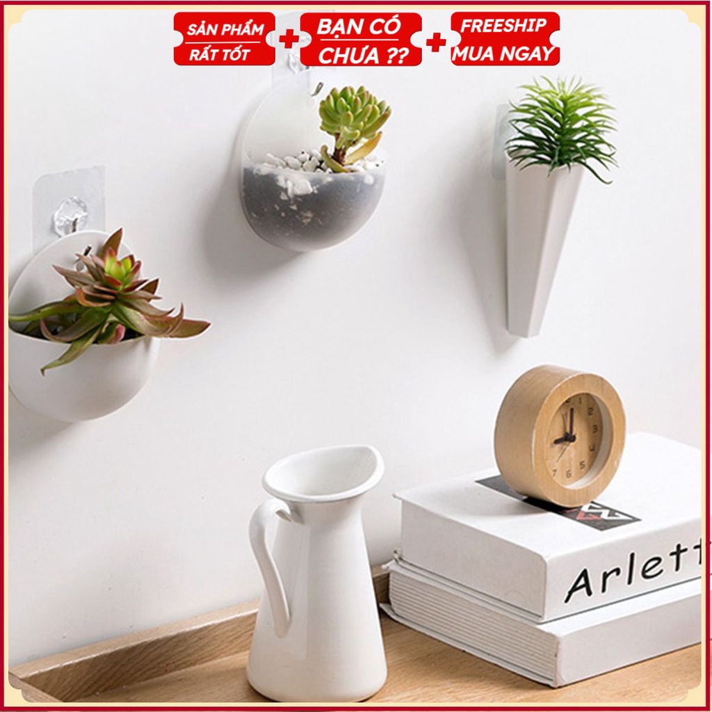 Khay Chậu Nhựa Trồng Cây Bonsai Treo Tường MINI J8 - Trang Trí Ban Công, Phòng Làm Việc - Tặng 1 Móc T10