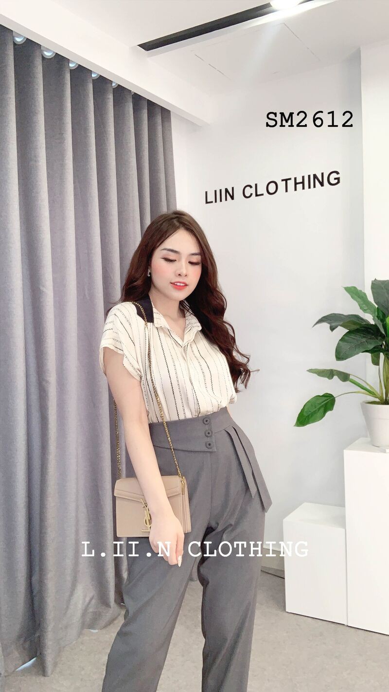 Quần baggy nữ màu xám 3 cúc LIIN Clothing Q3233