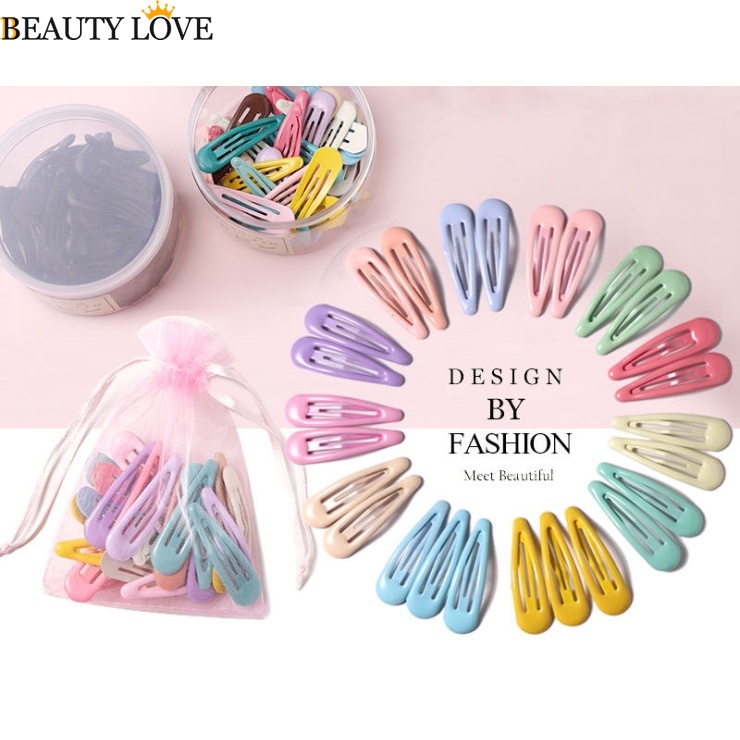 Set 10 / 20 / 30 / 40 Kẹp Tóc Hình Giọt Nước Nhiều Màu Thời Trang Cho Nữ