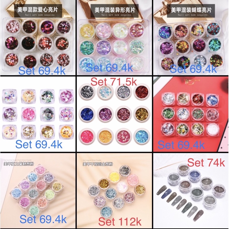 Set 12 màu nhũ mắt, nhũ kim tuyến trang trí móng Kira Gritter hoa tuyết, ngôi sao | BigBuy360 - bigbuy360.vn