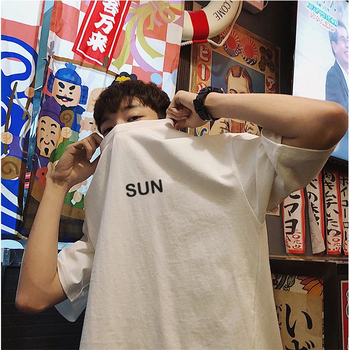 Áo thun unisex nam nữ form rộng tay lỡ SUN vải dày mịn