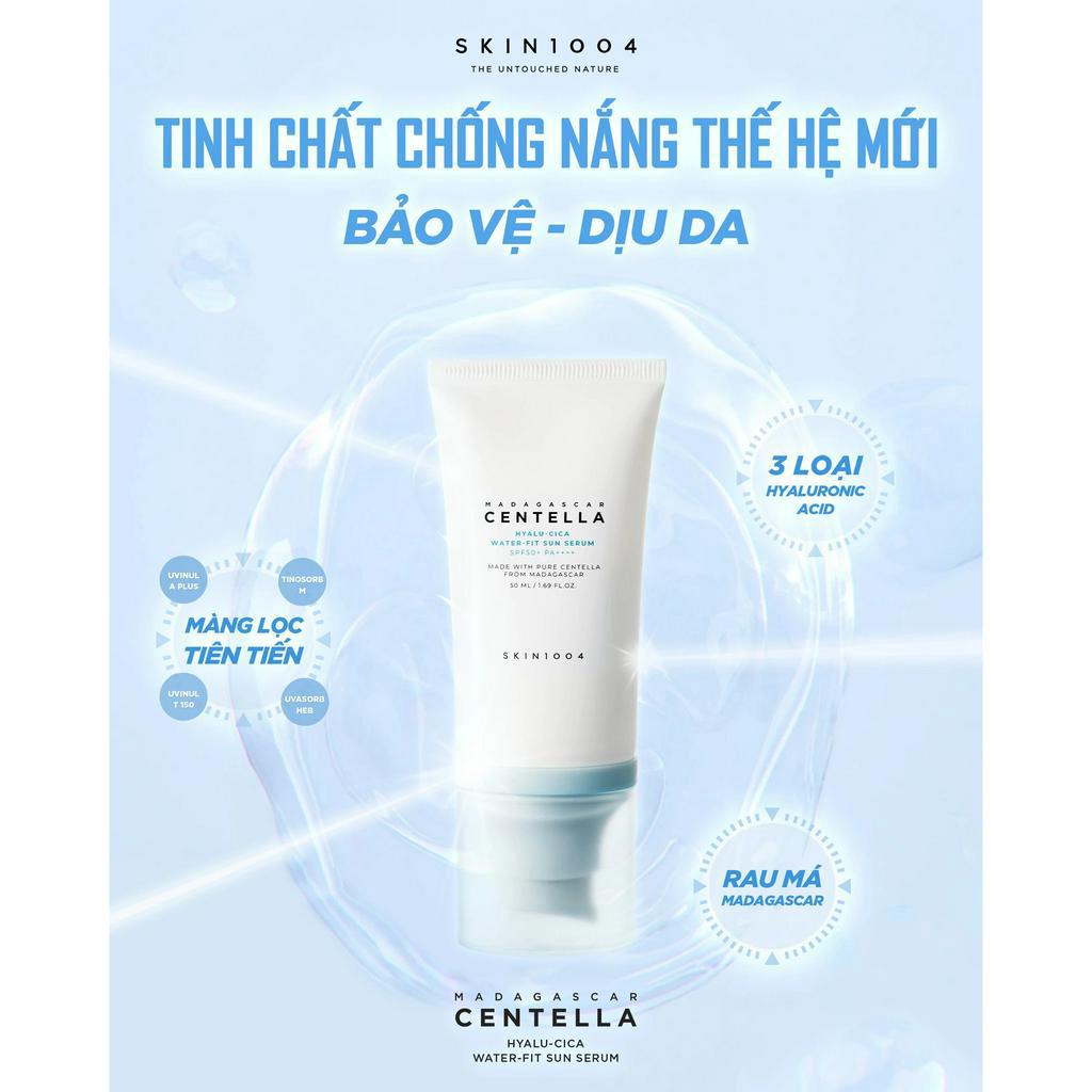 Kem Chống Nắng Cấp Ẩm Skin1004 Madagascar Blue Centella Hyalu-Cica Water-Fit Sun Serum SPF50 PA++++ 50ml XANH