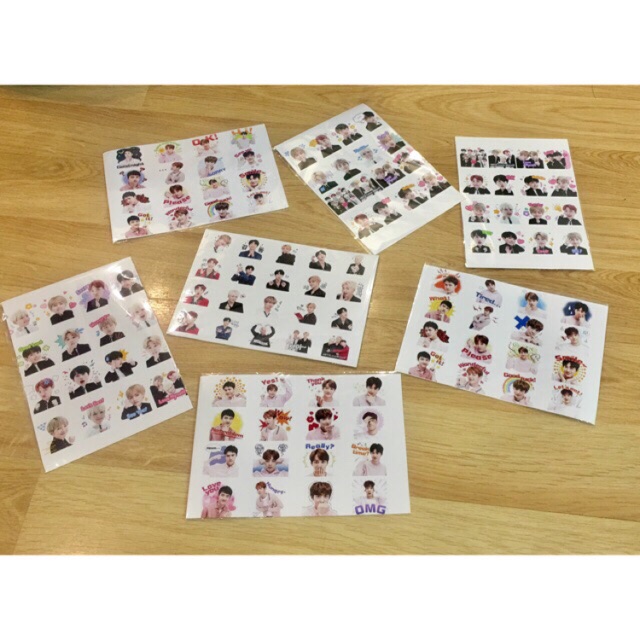 Combo 2 bảng sticker BTS , Wanna One