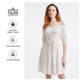 Đầm nữ n&m hai dây tay lỡ hoạ tiết hoa mã 1910153